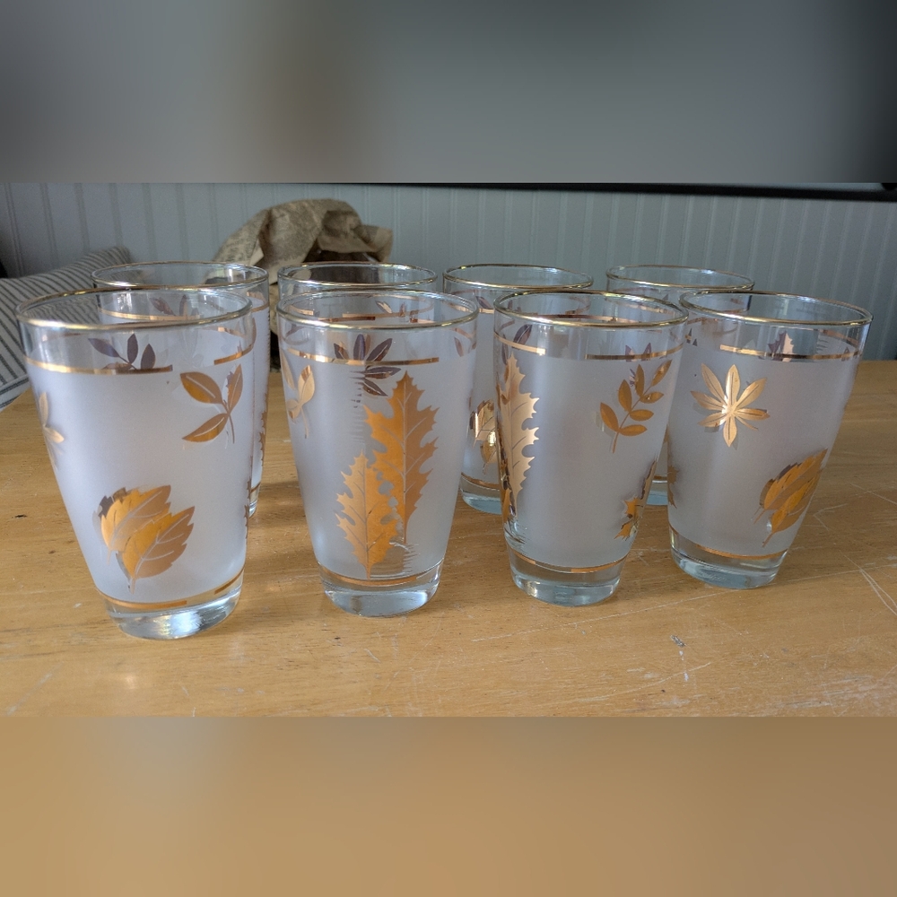 MCM Libbey Gold Leaf Glasses